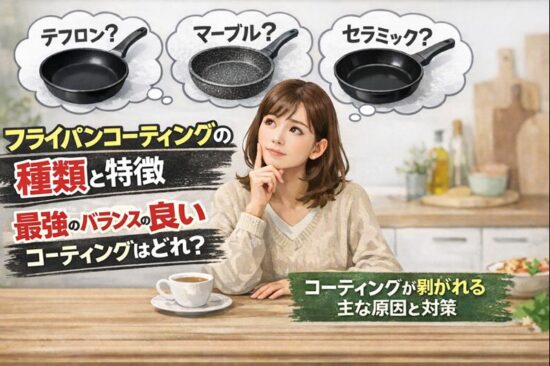フライパンコーティングの種類と特徴│最強のバランスの良いコーティングはどれ？