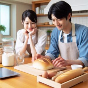 ホームベーカリーを使ってグルテンフリーの食パンを作っている30代日本人夫婦