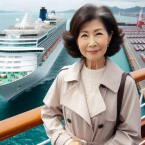 母の日でクルージング旅行に行っている60代の日本人女性