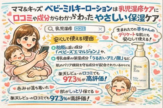 ママ＆キッズ ベビーミルキーローションは乳児湿疹ケアに使える？口コミや成分からわかったやさしい保湿ケア